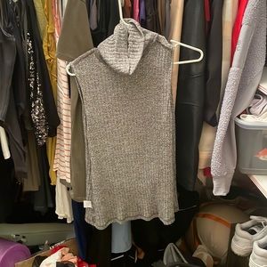 Turtleneck tank business casual knit grey open back new with tags